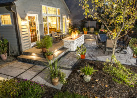 Beautiful patio lighting and firepit