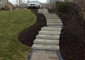 Nicely landscaped stairs and mulch